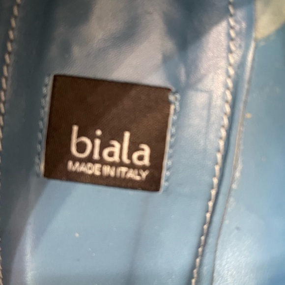 Biala women: Biala pomp Blok heel brown, Round toe slip on leather shoes . - Picture 3 of 4